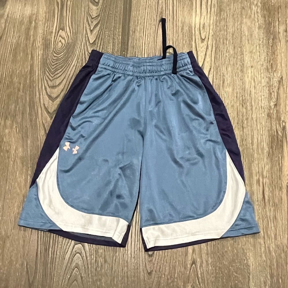 Under Armour Boys Actiewear Shorts Side Pockets Elastic Drawstring Waist Blue YL
